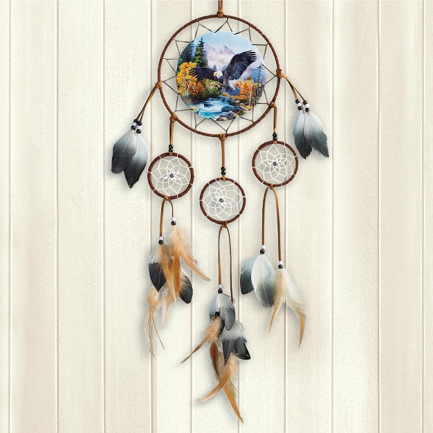 Collections Etc Flying Bald Eagle Scene Hanging Dreamcatcher 8 X 8 X 32