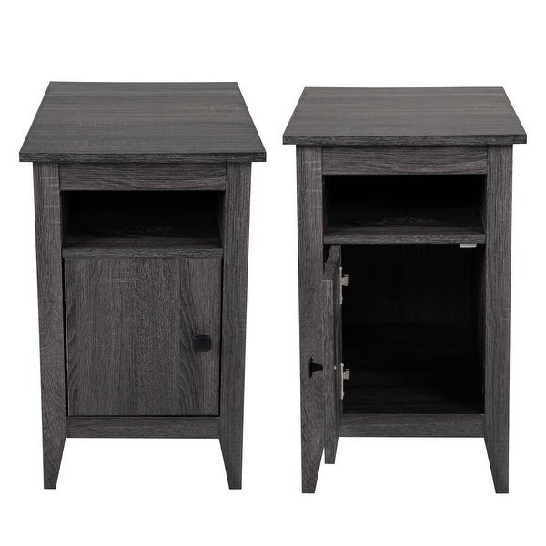 Set of 2 Nightstand for edroom Living Room， 1-Drawer Wooden End Table Bedside Table， HomeandKitchen Storage Cabinet - Cement Gray