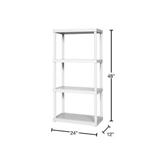 GRACIOUS LIVING 4-Pack White 4-Tier Plastic Garage Storage Shelving Unit (24 in. W x 48 in. H x 12 in. D) 4 x 91064-1C-90