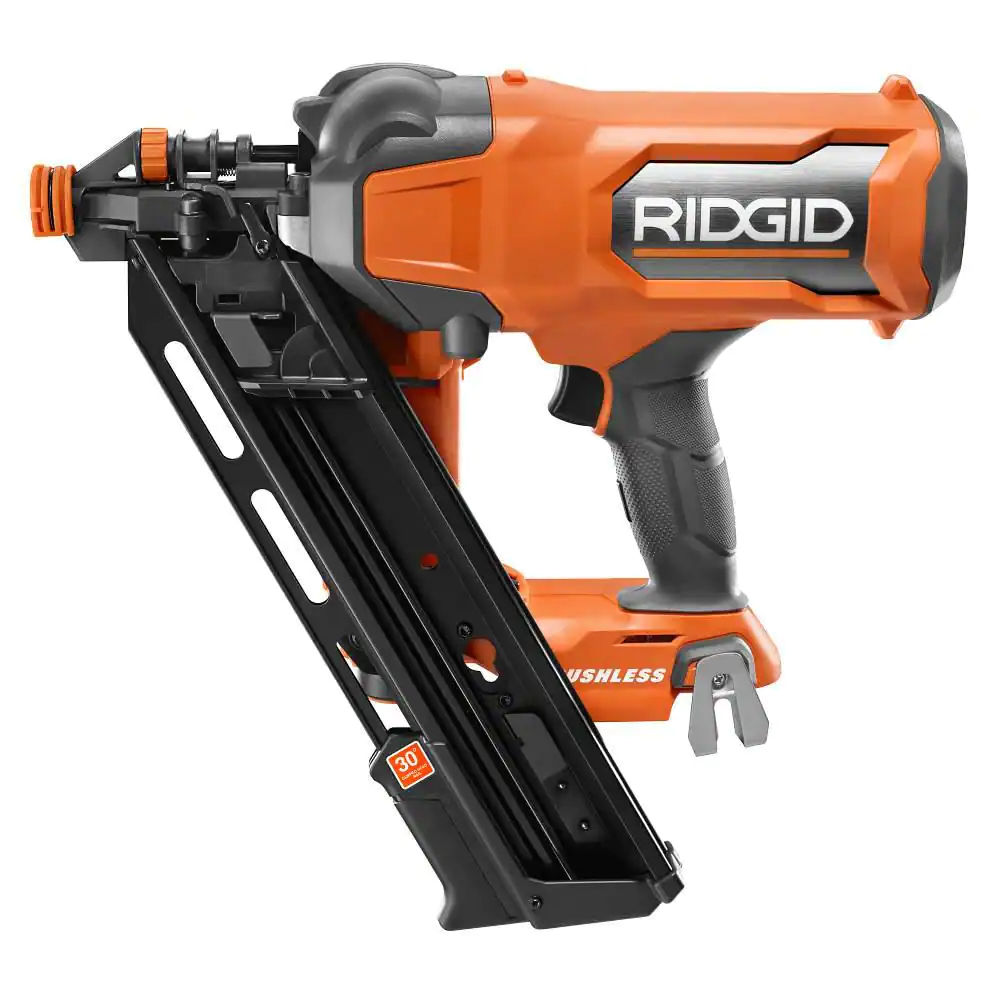 Ridgid 18V Brushless Cordless 30° 3-1/2 in. Framing Nailer (Tool Only) with 30˚ Extended Capacity Magazine