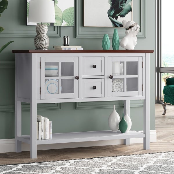 Console Table Sofa Table with 2 Drawers 2 Cabinets and 1 Shelf