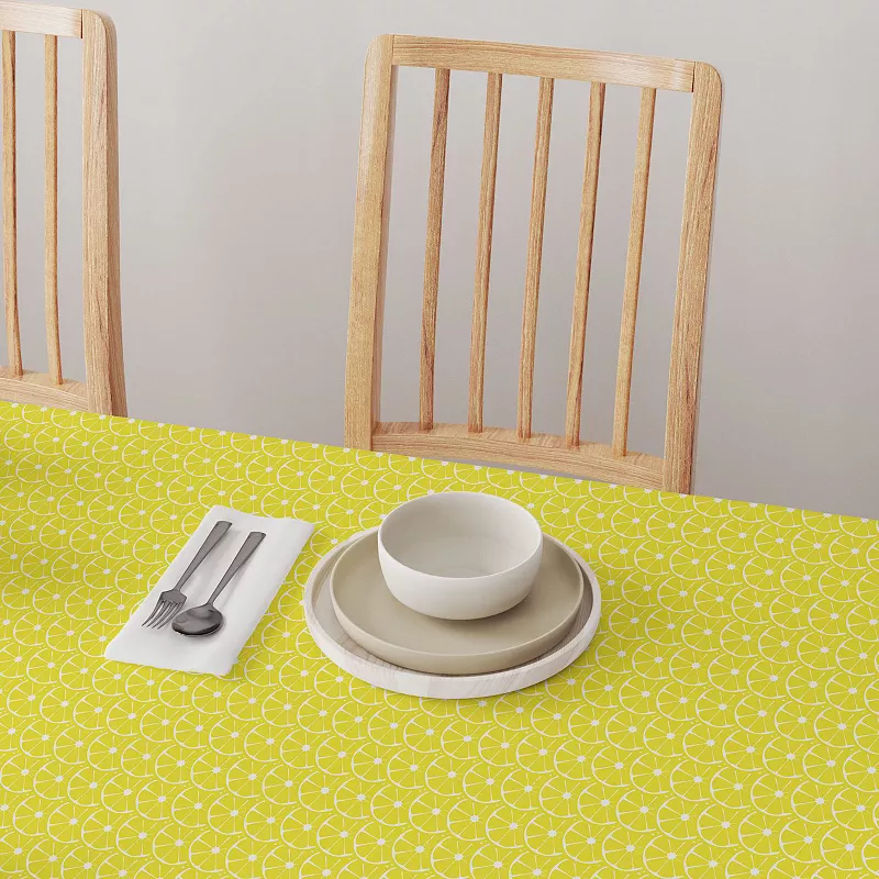 Round Tablecloth， 100% Polyester， 90 Round， Allover Lemon Slices