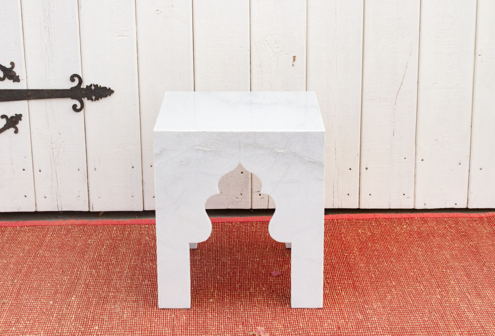 Hand Carved Arched Marble End Table   Mediterranean   Side Tables And End Tables   by De cor  Houzz