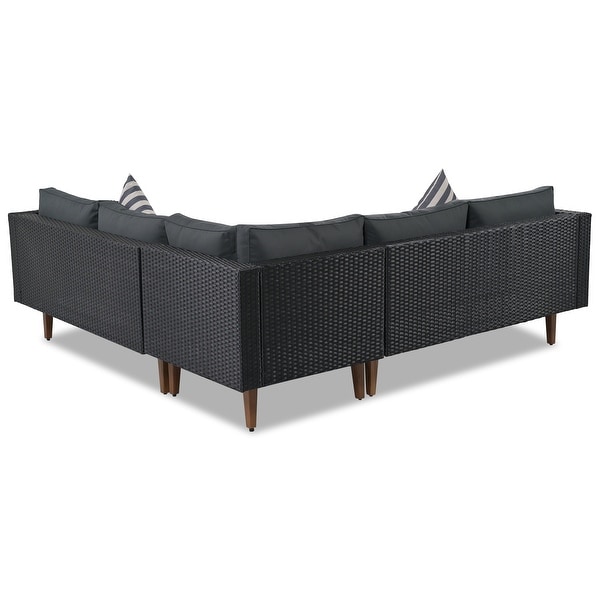 4pieces Outdoor Wicker Lshape Sectional Sofa Set，Patio Conversation Sets