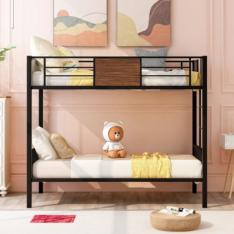 Merax Twin-over-Twin Bunk Bed， Steel Frame Bunk Bed