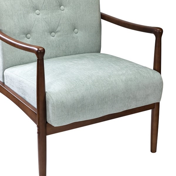 Leo Mid Century Modern Upholstered Accent Armchair with Button-tufted Back Set of 2 by HULALA HOME