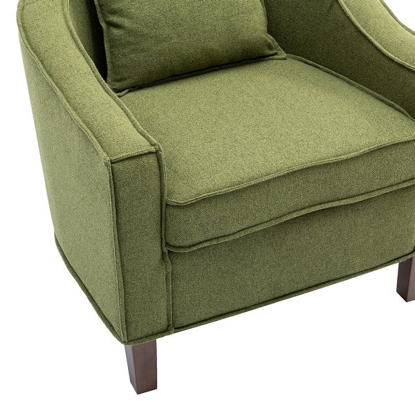 Modern Barrel Chair Mid Century Upholstered Accent Chair Round Arms Chair with Ottoman， Green