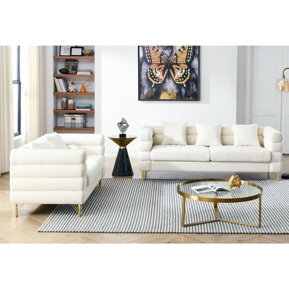 Teddy Fabric Sofa Couch Set w/3 seater Sofa   Loveseat for Living Room