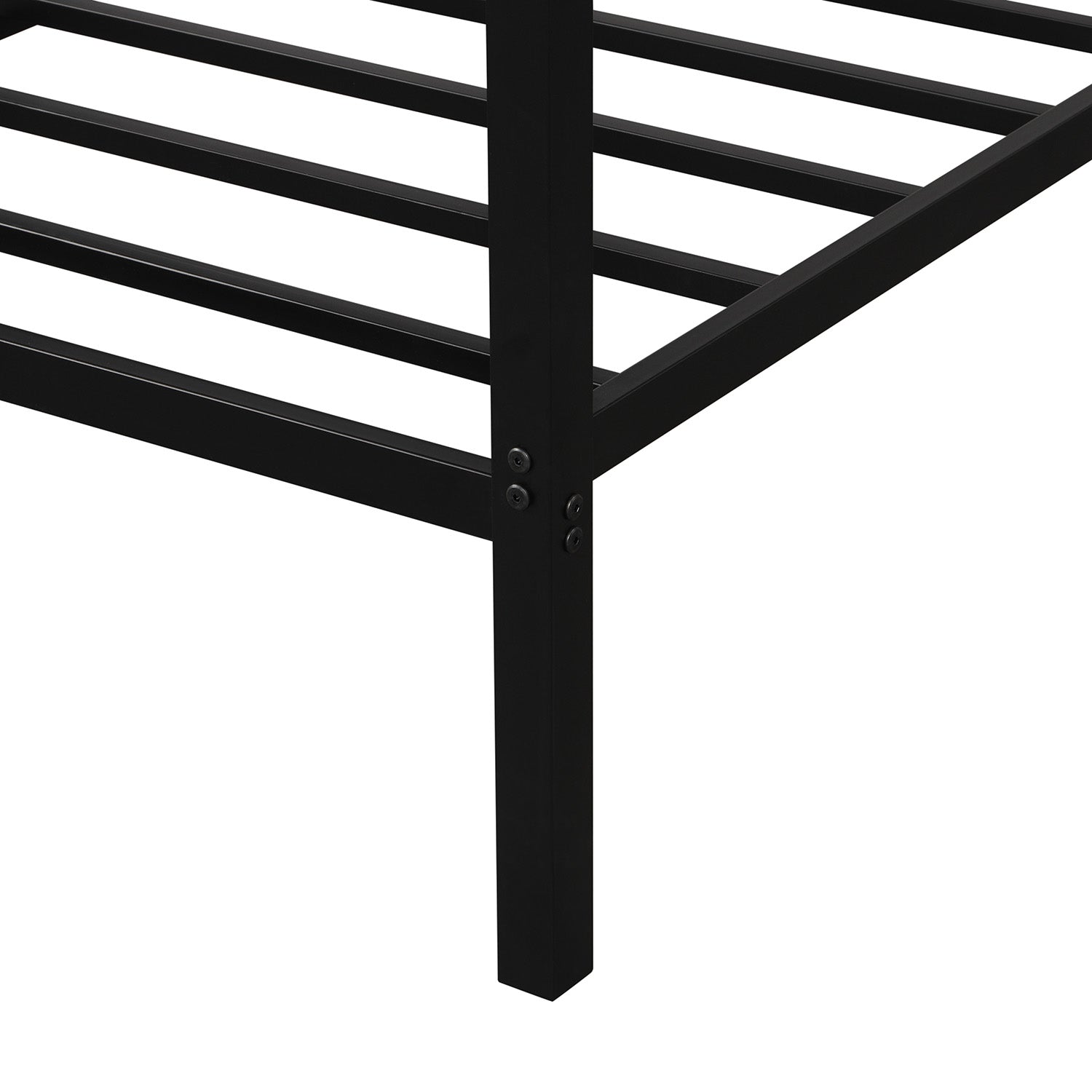 Queen Canopy Bed Black Metal, 4-Poster Bed Frame Upholstered Platform Bed Frame with Headboard for Girls Adults, Easy Assembly