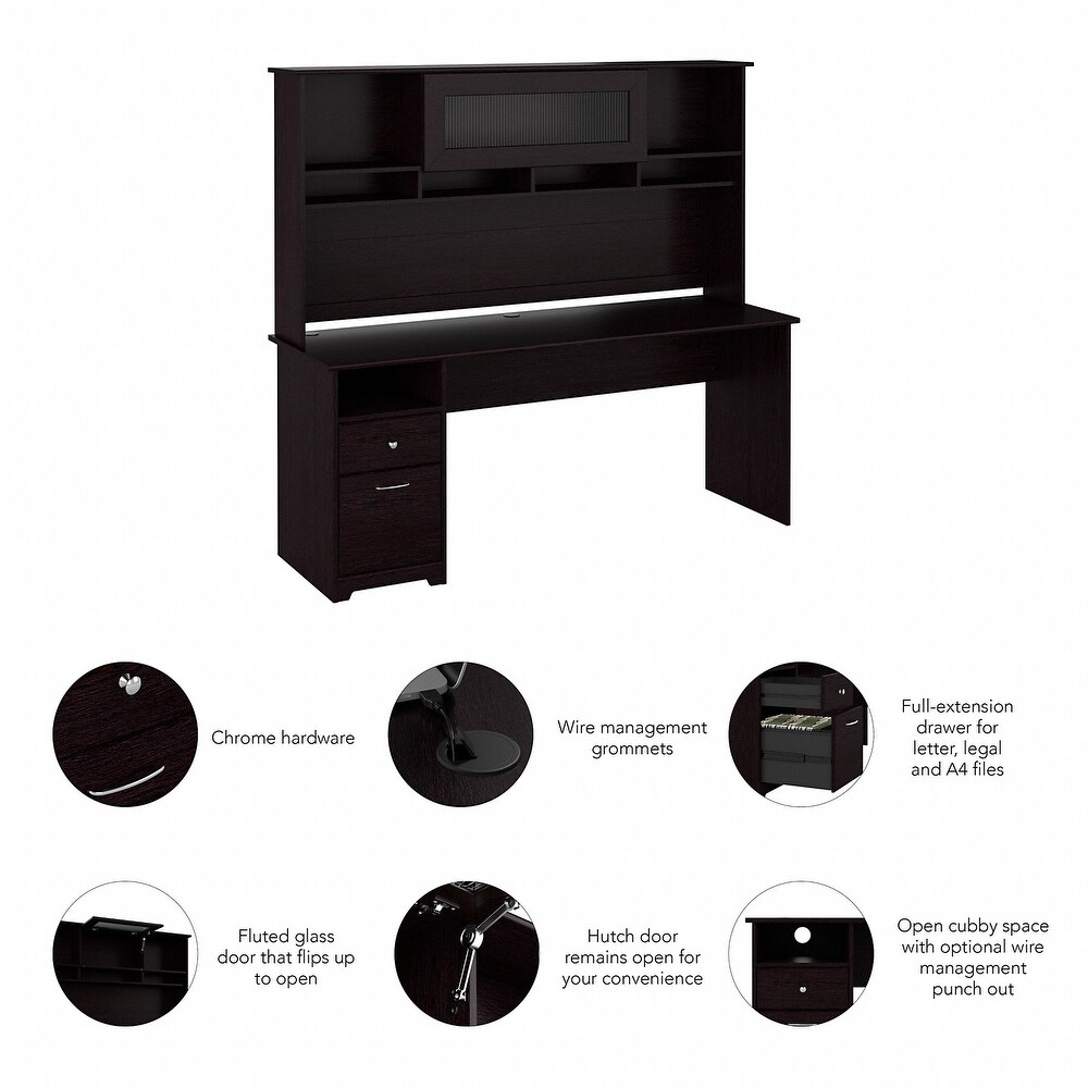 72W Computer Desk with Hutch and Drawers by Bush Furniture