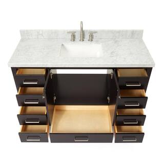 ARIEL Cambridge 55 in. Bath Vanity in Espresso with Marble Vanity Top in Carrara White with White Basin A055SCWRVOESP