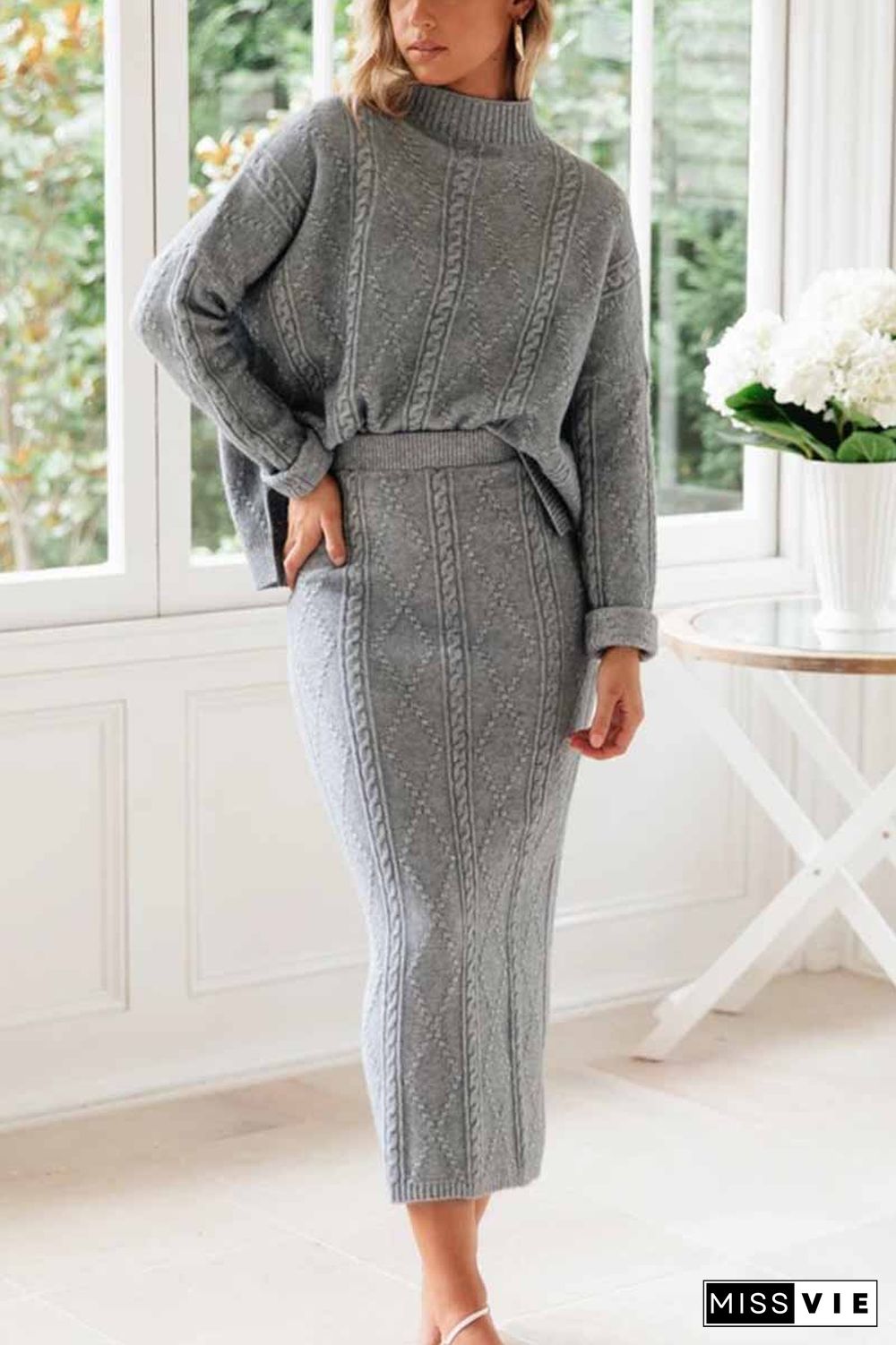 Knit Sweater Skirt Suit