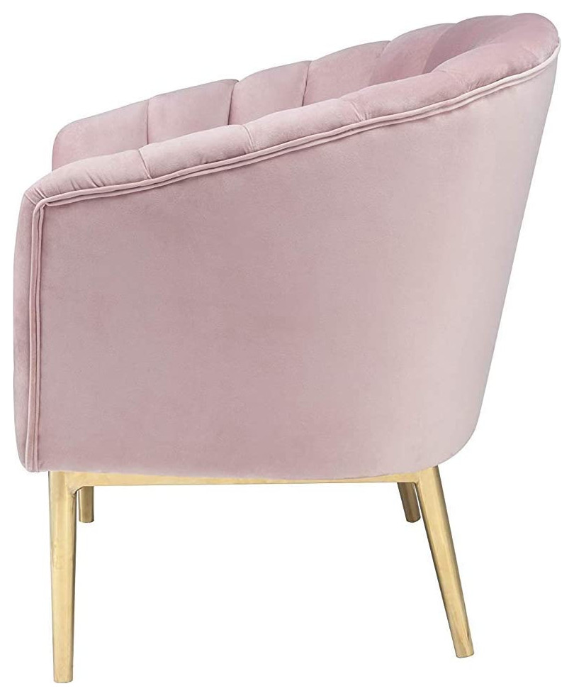 Contemporary Accent Chair  Gold Finished Metal Legs With Pink Velvet Upholstery   Midcentury   Armchairs And Accent Chairs   by Declusia  Houzz