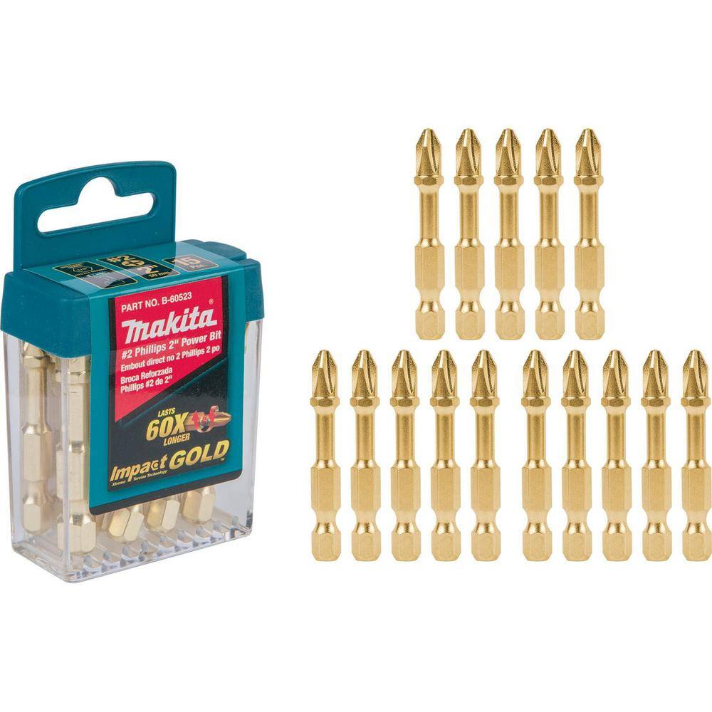 Makita Impact GOLD #2 2 in. Phillips Power Bit (15 Per Pack) B-60523