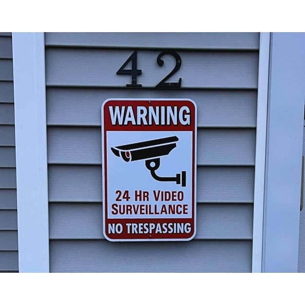 Aluminum Warning 24 Hour Video Surveillance Metal