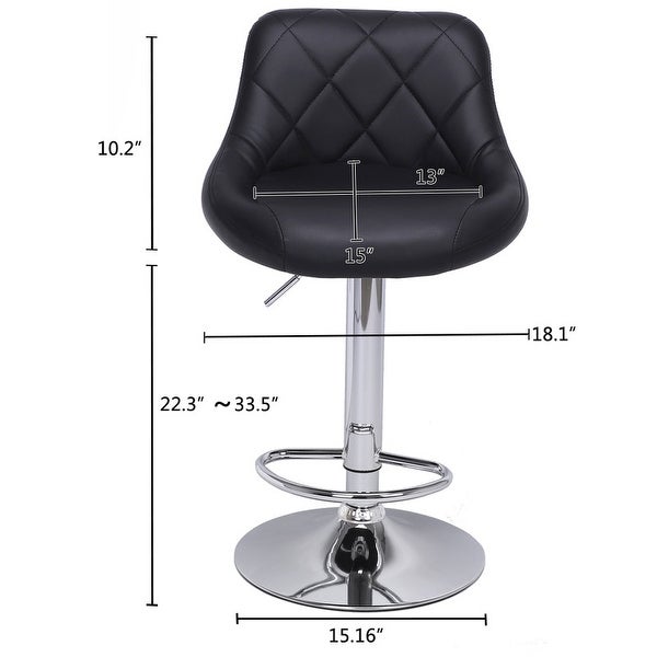 2pcs Adjustable High Type with Disk Backrest Design Bar Stools Black