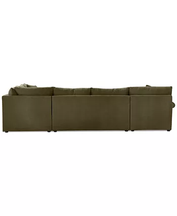 Furniture Wrenley 138 3-Pc. Fabric Sectional Chaise Sleeper Sofa