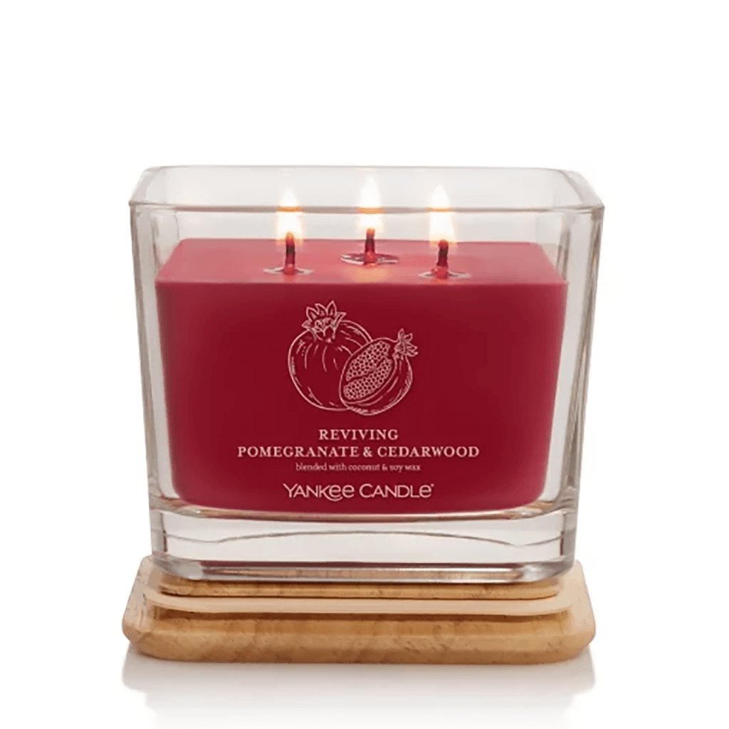 Yankee Candle  Well Living Collection - Medium Square Candle in Reviving Pomegranate & Cedarwood