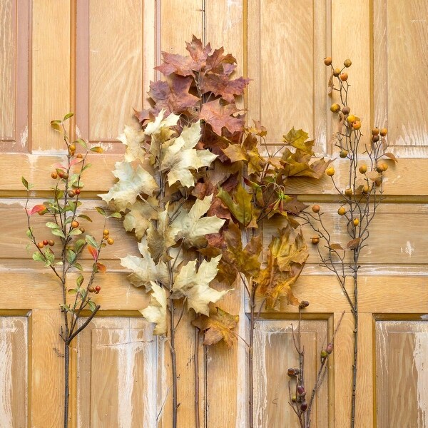 Crafted Autumn Leaves Stem Collection，3 Assorted Colors (Set of 12)