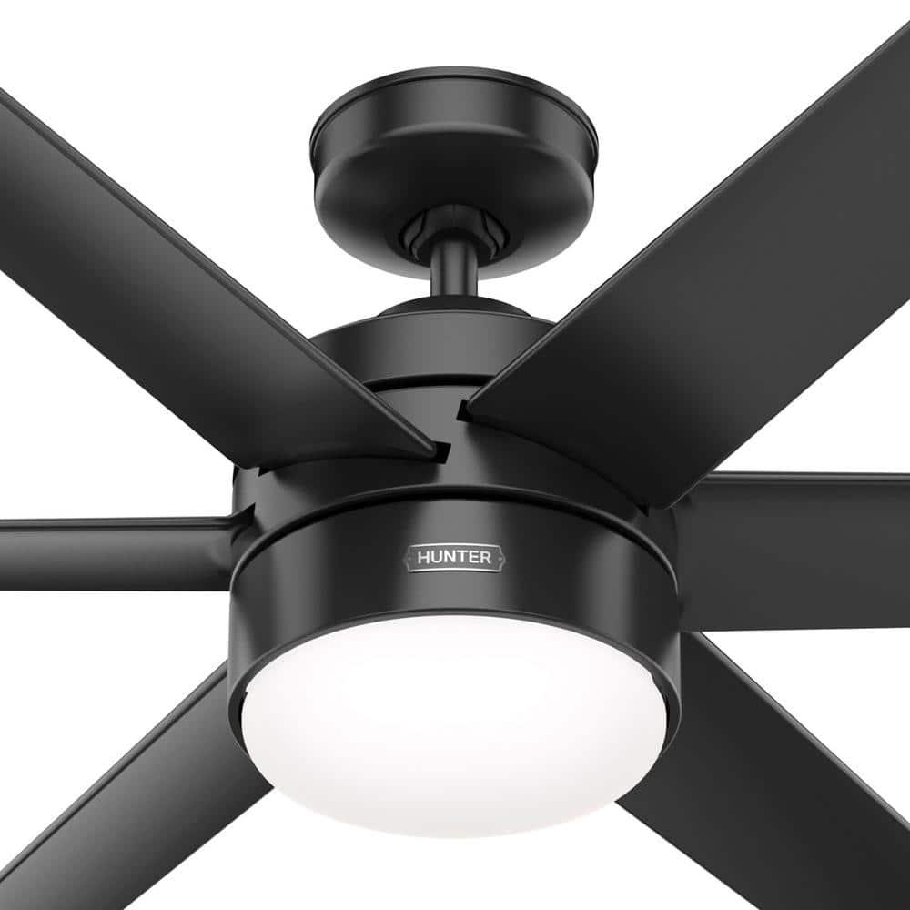 Hunter Invector 60 in IndoorOutdoor Matte Black Ceiling Fan with Light and Remote Control