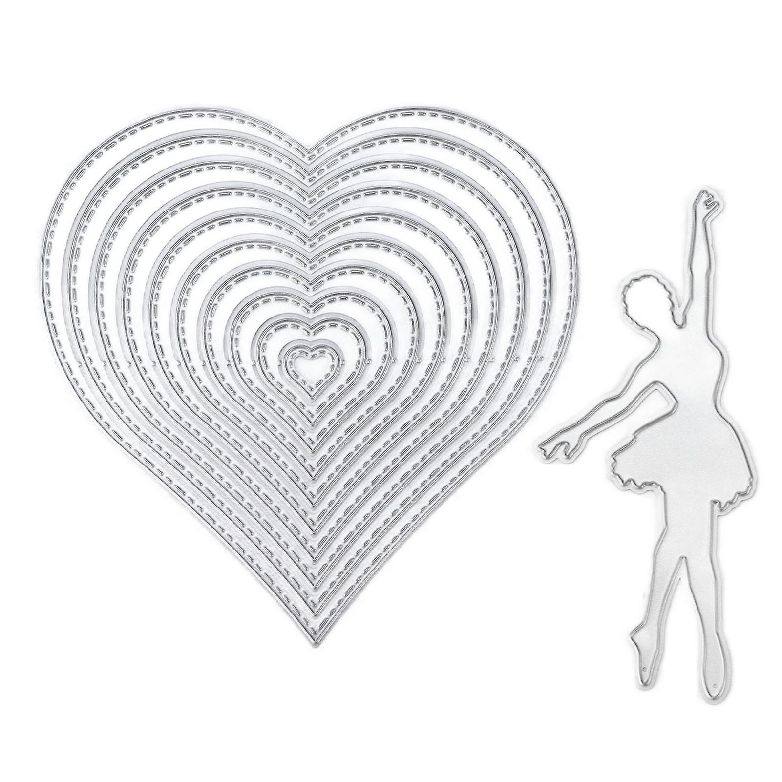 2pcs Cutting Die Ballet Girl Love Shape Carbon Steel Metal Durable Easy Use Cutting Mold For Paper Handicraft Carving