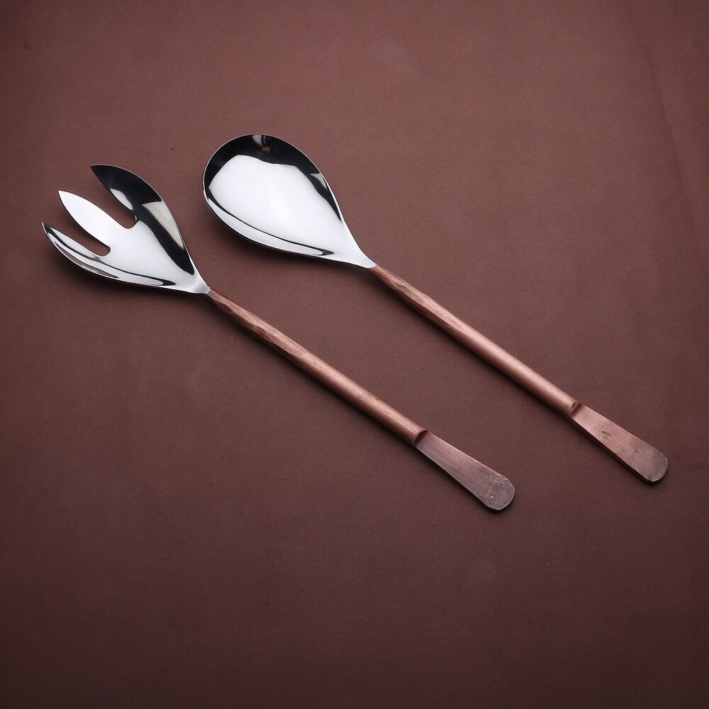 Inox Celia Design 2 piece Copper Antique Salad Serving Set