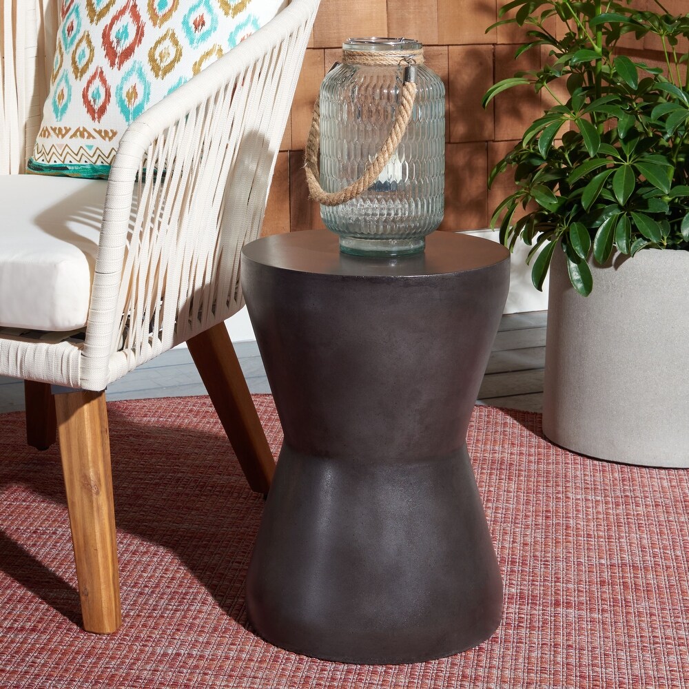 SAFAVIEH Outdoor Torre Concrete Indoor/Outdoor Accent Table   12.2\