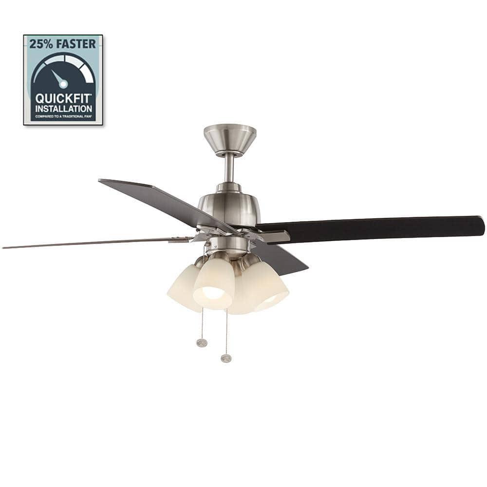 Hampton Bay Malone 54 in LED Brushed Nickel Ceiling Fan with Light Kit