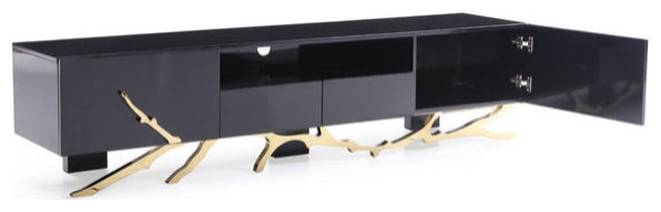 Melisa Modern Black and Gold TV Stand   Modern   Entertainment Centers And Tv Stands   by Virgil Stanis Design  Houzz