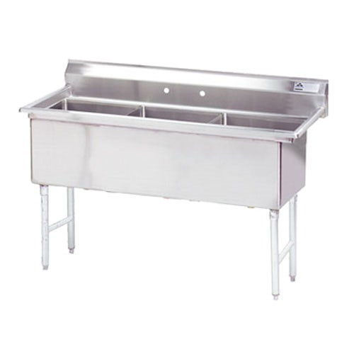 Advance Tabco FC-3-1824 Fabricated NSF Sink， 3-Compartment， No Drainboards