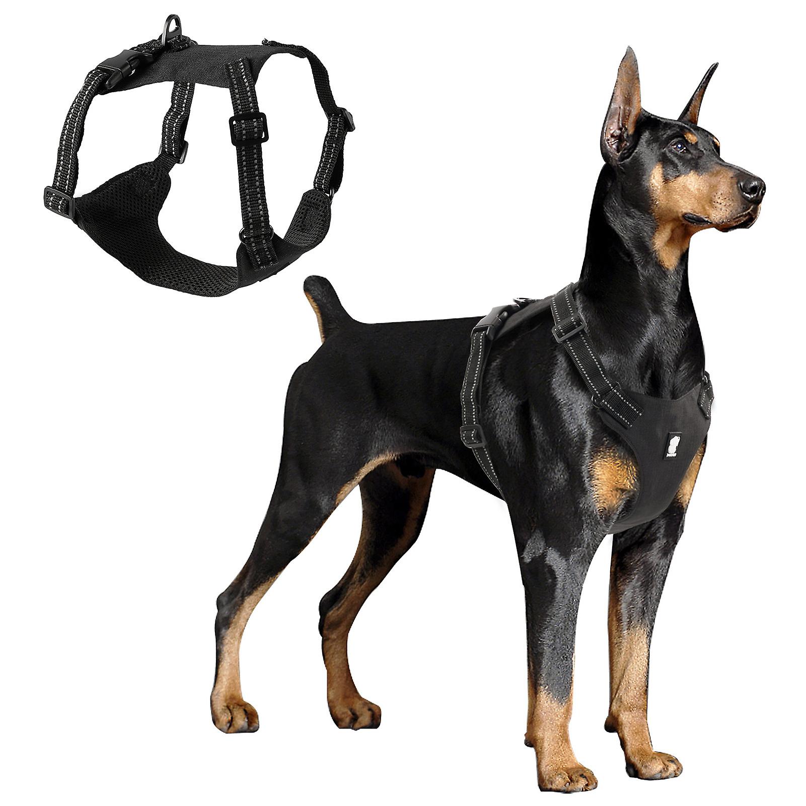 Dog Harness Reflective Adjustable Mesh Lightweight Vest For Small Medium Large Dogs Black X-large