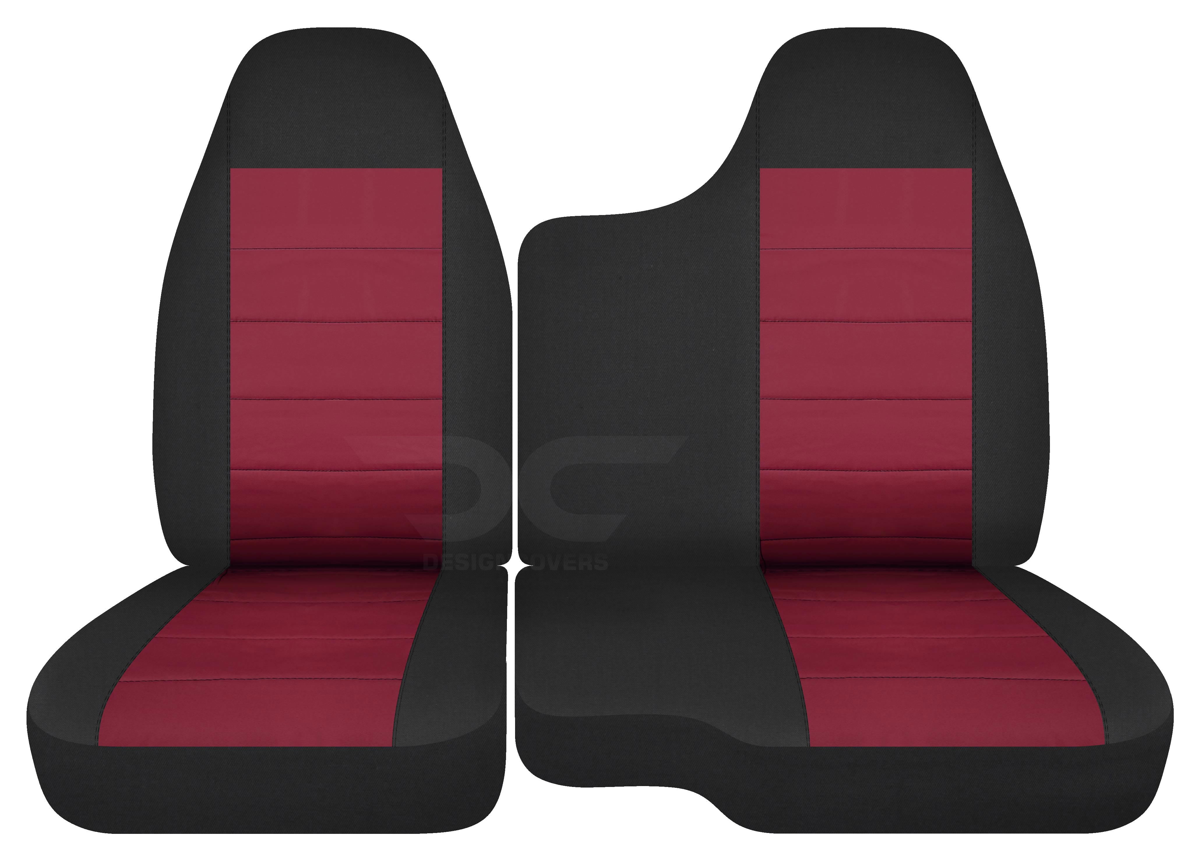 T49-Designcovers Compatible with 2004-2012 Chevy Colorado/GMC Canyon Two-Tone Truck Seat Covers (Front 60/40 Split Bench) No Armrest: Black and Burgundy Velour