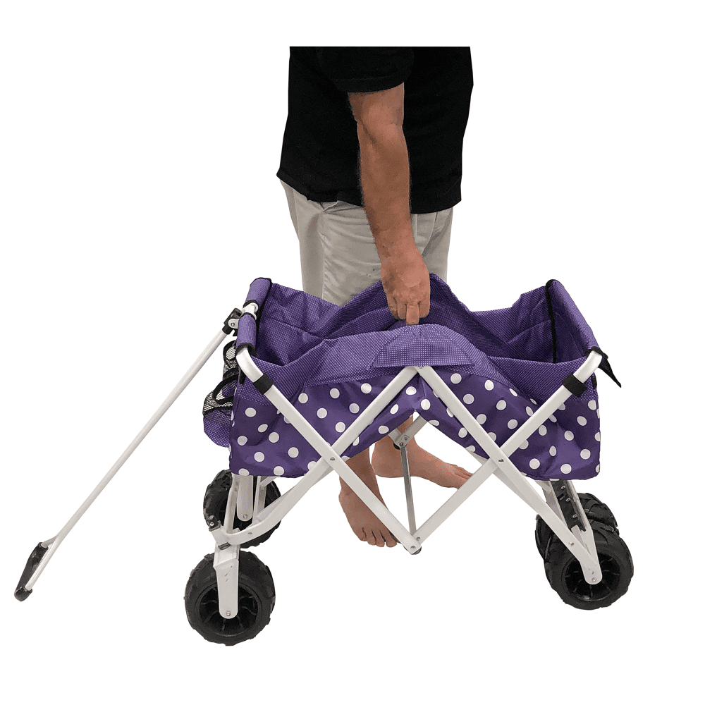 Wagonsrus Folding Utility Wagon | for All Ages| Purple Polka