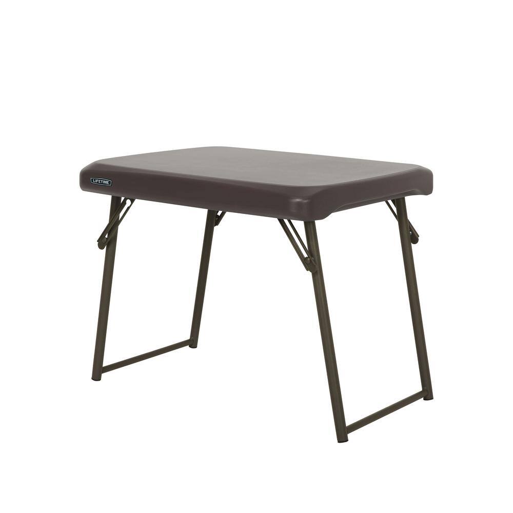 Lifetime 24 in. Brown Plastic Folding Side Table 280488