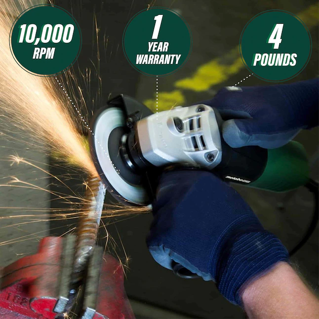 Metabo HPT 4.5-in 6.2 Amps-Amp Sliding Switch Corded Angle Grinder (G12SR4M)