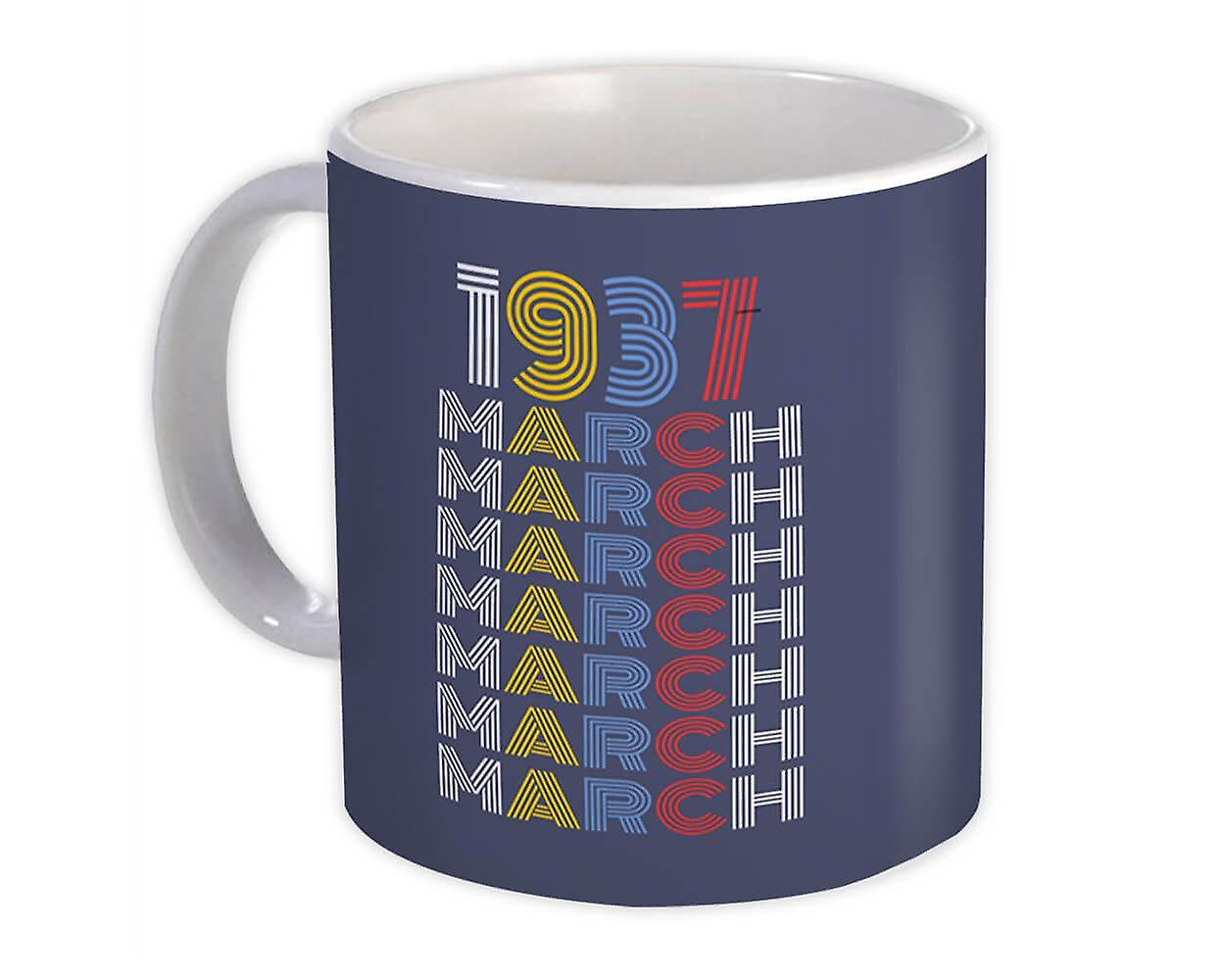 Gift Mug: 1937 March Colorful Retro Birthday Age