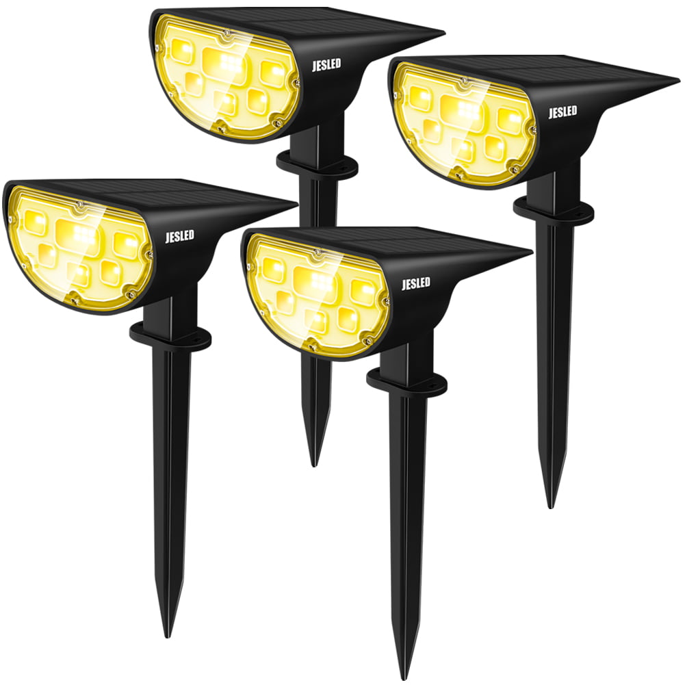 JESLED Solar Landscape Lights Outdoor 14 LED Spotlight， Warm White， 4-Pack