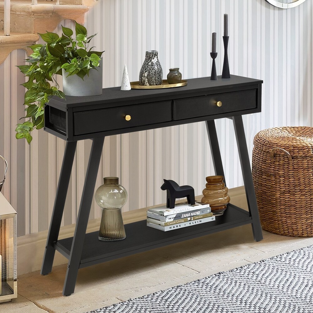 Pellebant Console Table Sofa Entryway Table with Drawers   35.4 in L * 11.8 in W * 31.9 in H