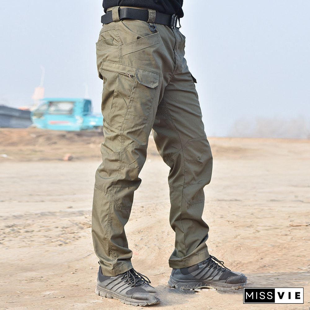 Mens Waterproof Cargo Pants Elastic Multiple Pocket Military Male Trousers Outdoor Joggers Pant Plus Size Tactical Pants Men