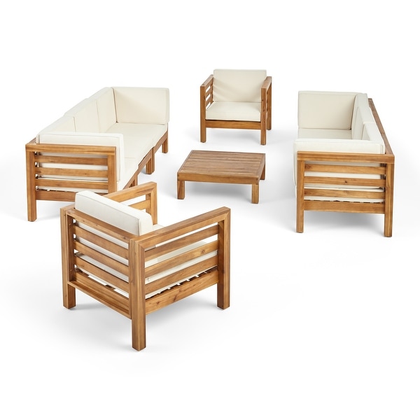 Oana Outdoor 8seat Acacia Sofa and Club Chair Set by Christopher Knight Home