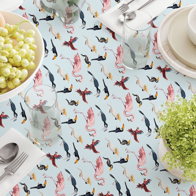 Square Tablecloth， 100% Polyester， 70x70， Jungle Birds