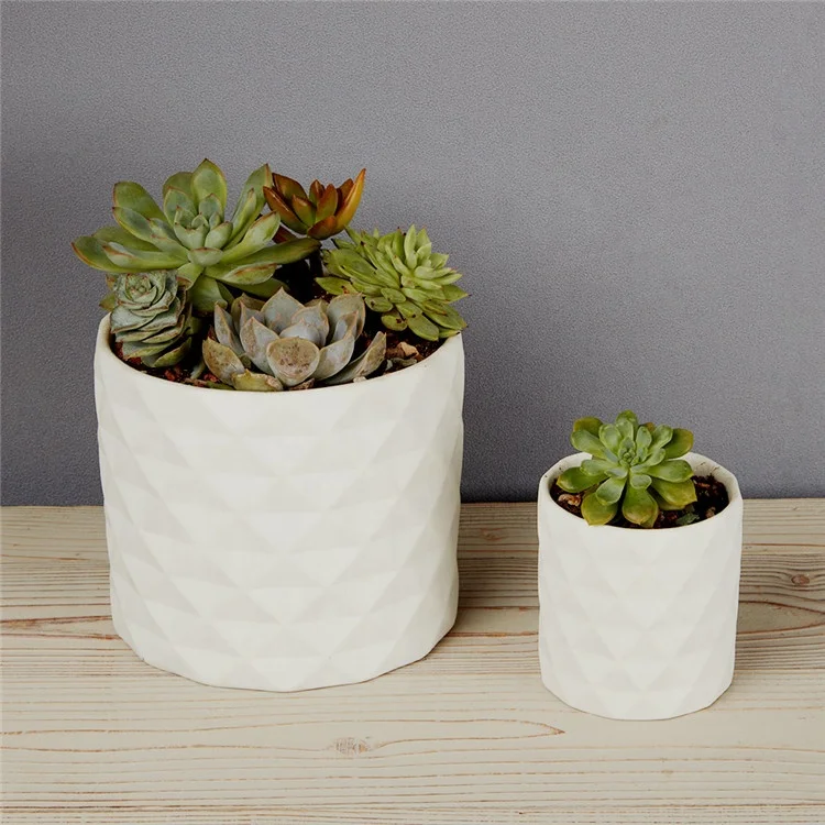 Differing size rhombus pattern embossed garden supplies flower pots / succulent pot