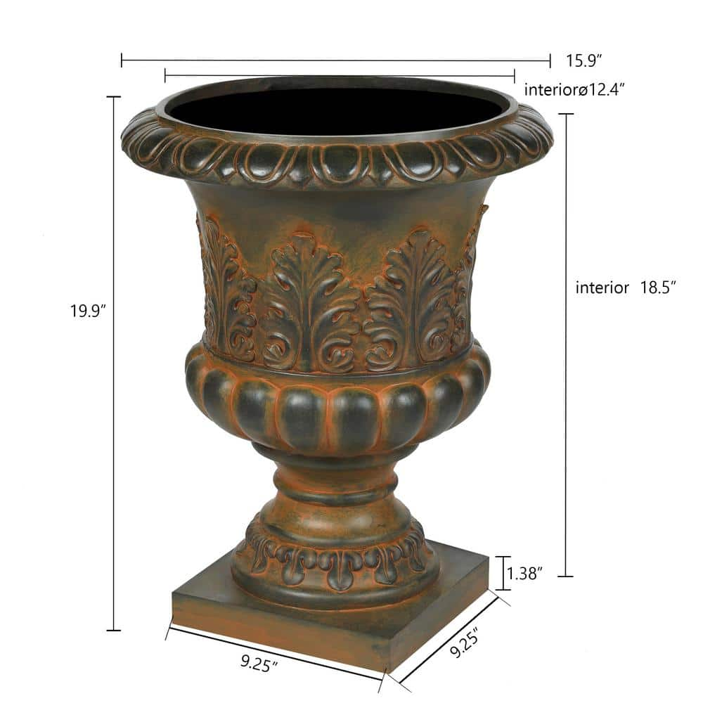 LuxenHome Weathered Burnt Orange Decorative MgO Urn Planter WH040