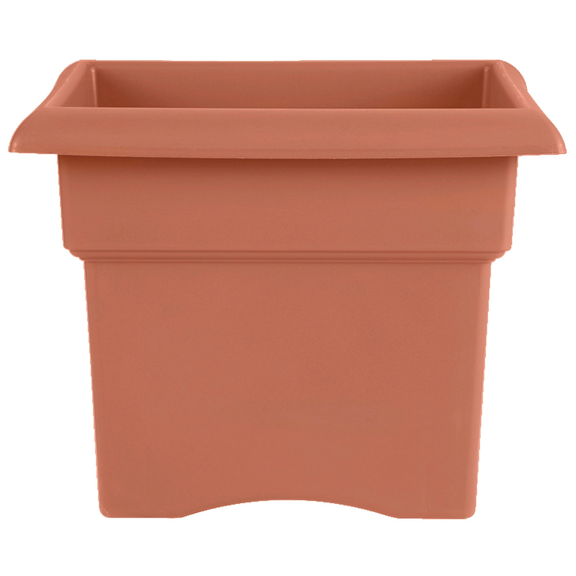 Bloem Veranda Square Deck Box Planter: 18" - Terracotta - Matte Finish, Weatherproof Plastic, Optional Drainage Holes, For Indoor and Outdoor Use, Gardening, 9 gallon capacity