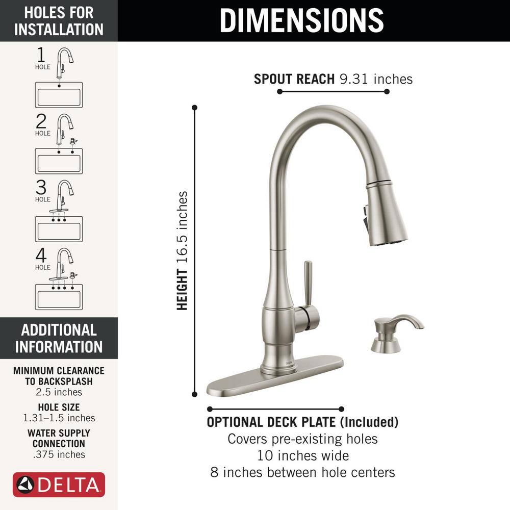 Delta Hazelwood Single-Handle Pull Down Sprayer Kitchen Faucet with ShieldSpray Technology in Spotshield Stainless 19831Z-SPSD-DST