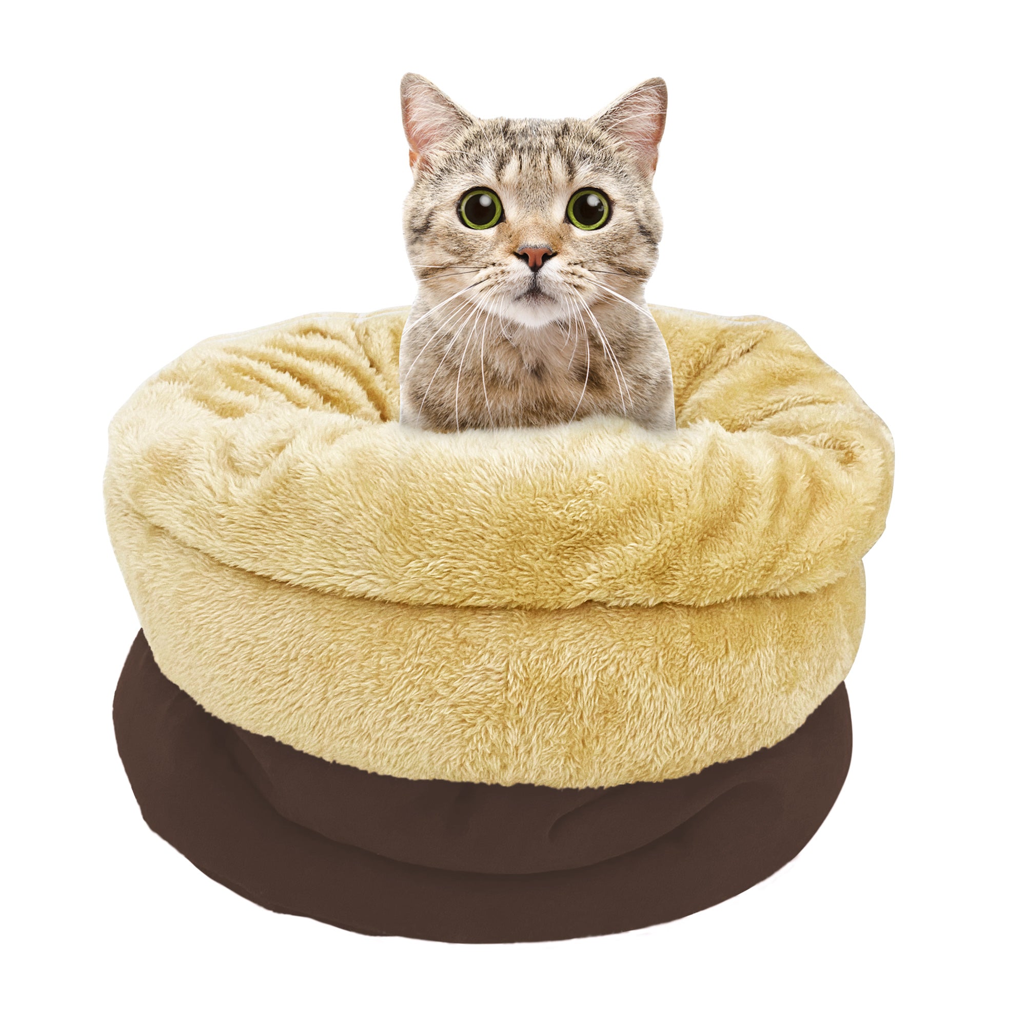 GOOPAWS 4 in 1 Self Warming Burrow Cat Bed， Pet Hideway Sleeping Cuddle Cave