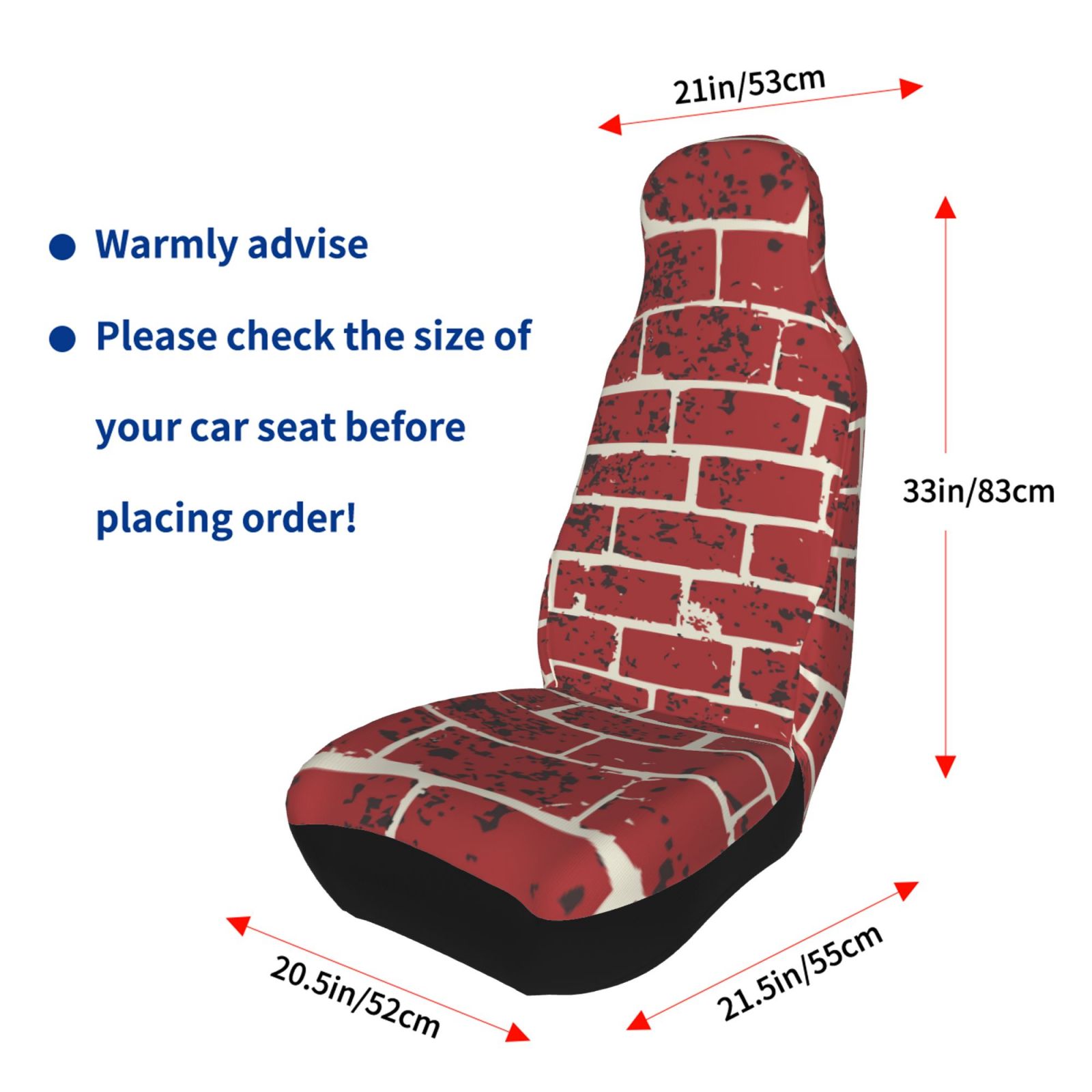 TEQUAN Front Seat Covers， Brick Tile Wall Texture Pattern 2 Piece Car Seat Cover Fit Most Car SUV Truck Van