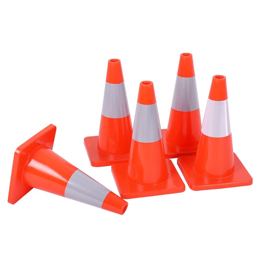 Costway 5PCS Traffic Cones 18'' Slim Fluorescent Reflective Road