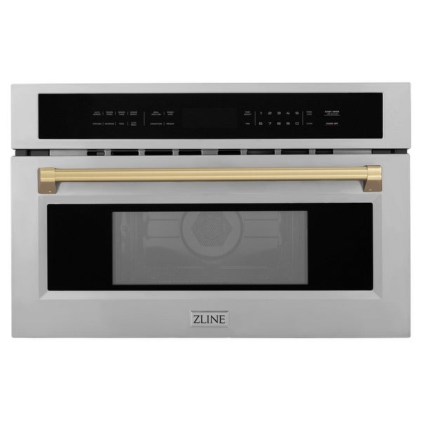 ZLINE 30” 1.6 cu ft. Built-in Convection Microwave Oven in Fingerprint Resistant Stainless Steel and Champagne Bronze Accents