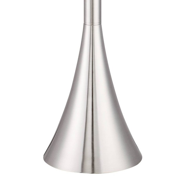 Tall Brushed Nickel Metal Frosted White Glass Shade For Living Room Bedroom